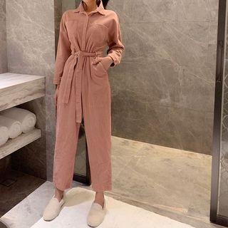 Corduroy Jumpsuit With Sash