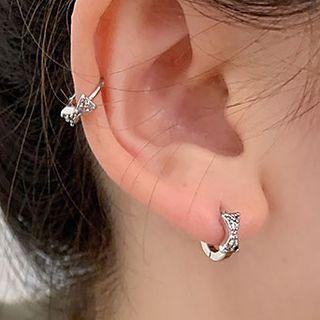 Bow Hoop Earring 1 Pair - Bow Hoop Earring - Silver - One Size