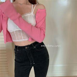 Strappy Lace Top White - One Size