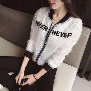 Lettering Lace Zip Jacket