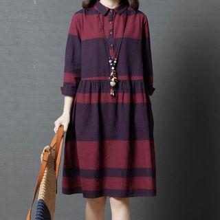 Long-sleeve Colored Panel Dress