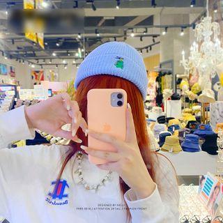 Embroidered Dinosaur Knit Beanie