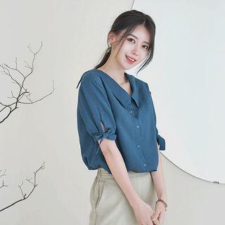 Tie-sleeve Banded-back Blouse