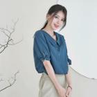 Tie-sleeve Banded-back Blouse