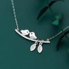 925 Sterling Silver Bird & Branches Pendant Necklace Silver - One Size