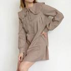Peter Pan Collar Tie-front Button-up Mini Dress