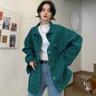 Abstract Checkered Denim Shirt Jacket