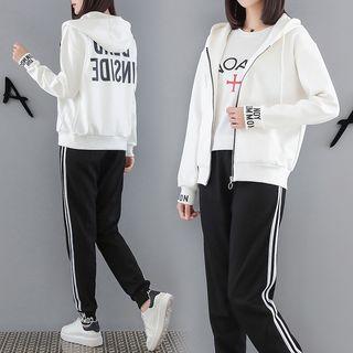 Set: Lettering Hoodie + Contrast Trim Sweatpants