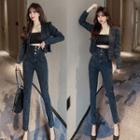 Set: Denim Jacket + High-waist Tapered Jeans
