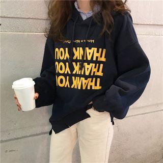 Lettering Print Loose-fit Hooded Sweatshirt