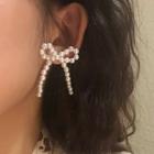 Faux Pearl Bow Earring 579 - White - One Size