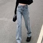 High Waist Frayed Loose Fit Jeans