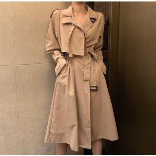 Oversize Trench Coat With Belt Khaki - One Size