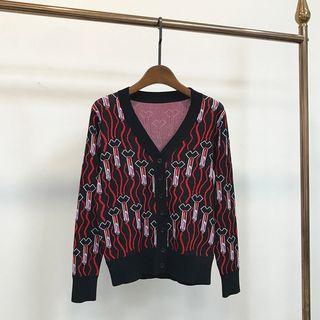 Lipsticks Pattern V-neck Cardigan