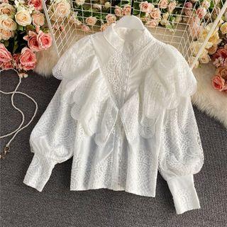 Retro Lace Stand-collar Shirt