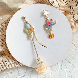 Non-matching Alloy Elephant & Balloon Dangle Earring