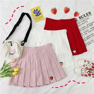 Fruit Print Pleated Mini Skirt