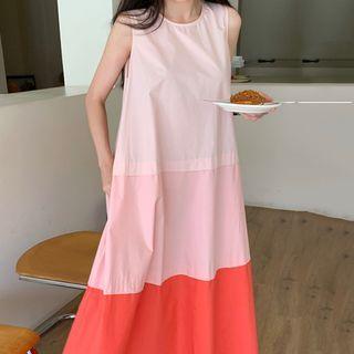 Sleeveless Color Block Oversized Maxi Dress