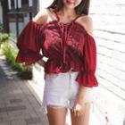Lace-up Front Off-shoulder Top