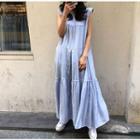 Crinkled Sleeveless Maxi Dress Blue - One Size