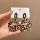 Leopard Print Acrylic Disc Dangle Earring E4607 - 1 Pair - Black - One Size