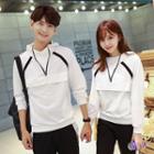 Set: Hooded Couple Matching Pullover + Contrast-color Pants