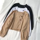 Long-sleeve Scalloped Buttoned Blouse