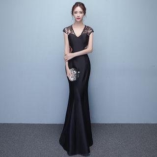 V-neck Mermaid Evening Dress