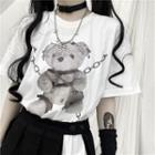 Short Sleeve Bear Print T-shirt
