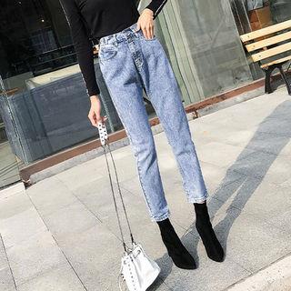 Smocked-waist Washed Disco Jeans