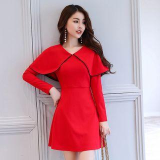 Plain Cape A-line Dress