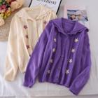 Floral Embroidered Shawl Collar Cardigan