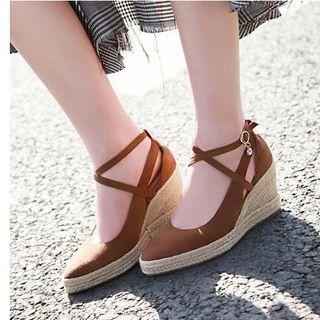 Strappy Woven Wedge Heel Sandals