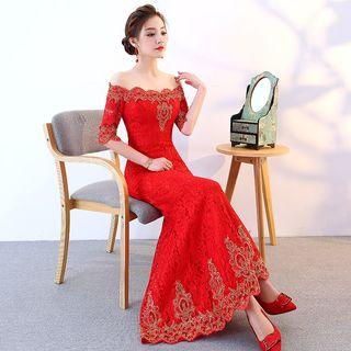 Lace Off-shoulder Mermaid Evening Gown