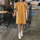 Notched Lapel Short-sleeve Shirt Dress