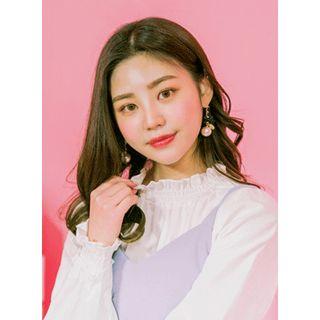 Frill-neck Key-hole Back Blouse