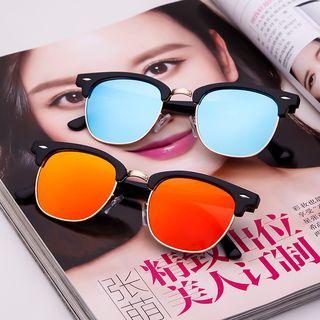 Retro Mirrored Half Frame Sunglasses