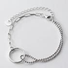 925 Sterling Silver Chain & Hoop Bracelet