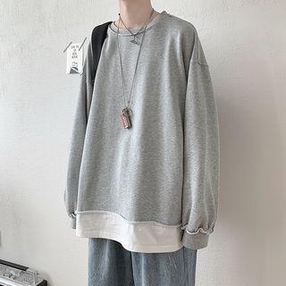 Plain Mock Two-piece Crewneck Pullover