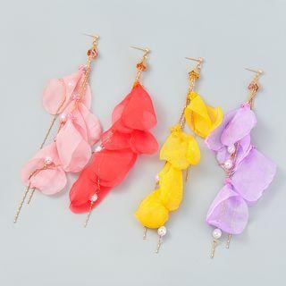 Petal Fabric Faux Pearl Fringed Earring