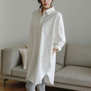 Round-hem Polka-dot Shirtdress