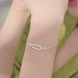 Rhinestone Rectangle Sterling Silver Bracelet