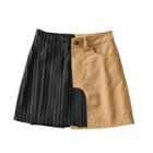 Striped Panel Asymmetric Mini Skirt