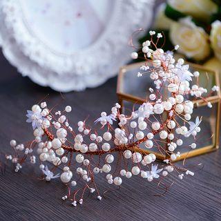 Faux Pearl Bridal Headband White - One Size