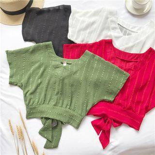 Short-sleeve Crop Knit Top