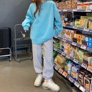 Long-sleeve Embroidered Sweatshirt / Embroidered Jogger Sweatpants