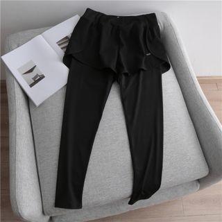 Mock Two-piece Cropped Yoga Pants
