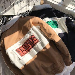 Lettering Zip-up Coat