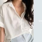 Short-sleeve Cotton Shirt Ivory - One Size