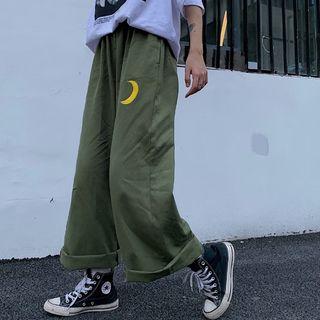 Embroidered Wide Leg Sweatpants